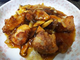 簡単中華・鶏唐揚げリメイク→油淋鶏