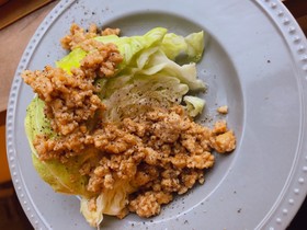 圧力鍋まるごとキャベツ肉味噌がけ糖質オフ