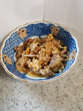 余った親子丼でリメイク!親子もやし炒め