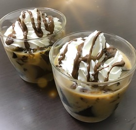 ひんやりコーヒーゼリー入り豆乳ラテ♪