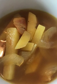 新玉ねぎとジャガイモのカレースープ
