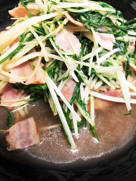 水菜とベーコンの中華炒め