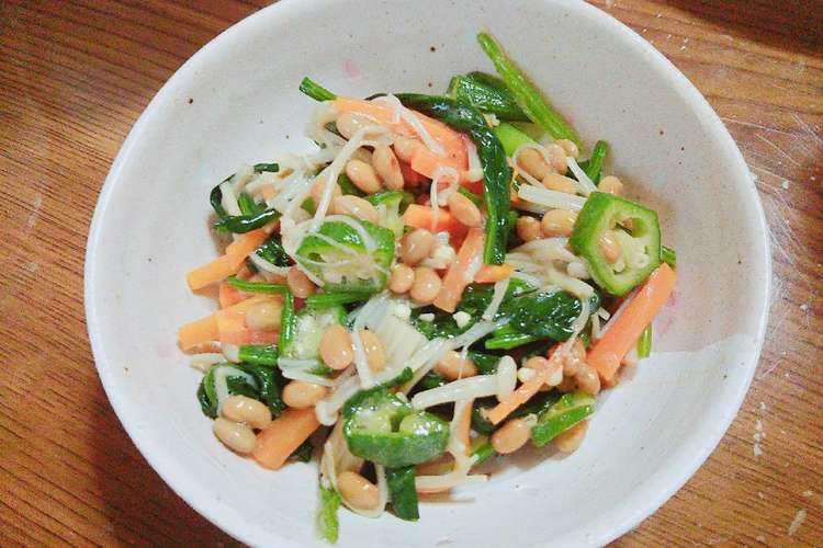 ねばねば好き必見 ぬるぬる野菜の納豆和え レシピ 作り方 By だみゃ クックパッド 簡単おいしいみんなのレシピが352万品