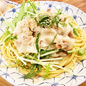 五右衛門風 豚しゃぶと水菜の和風パスタ☆