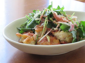 香味野菜たっぷり♪鶏の唐揚げ 梅甘酢だれ