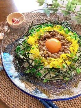 たくあん入り★納豆ぶっかけそうめん