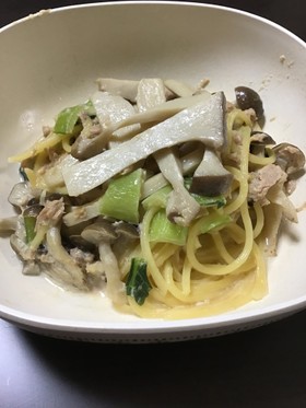 エリンギ・チンゲンサイ・ツナスパゲティー