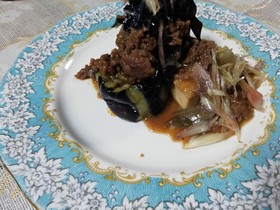 貴女風味で味噌ミンチ掛け❤️ゆりさん風