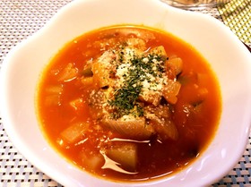 栄養満点☆野菜たっぷり無水ミネストローネ