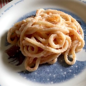 材料3つの手抜きごはん(たらこうどん)