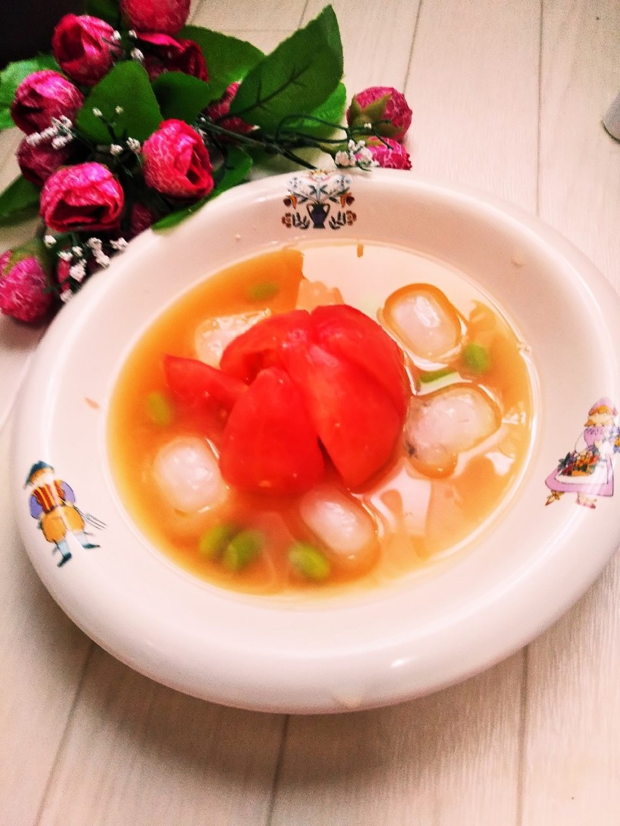 トマトと枝豆の冷たい☆さっぱり味噌スープの画像