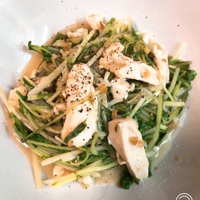 夏バテ防止!鶏と水菜の梅酢バター炒め