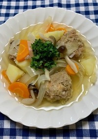 海老肉団子と常備野菜のスープ