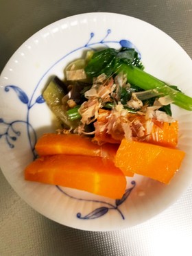 なすと人参と冷凍小松菜レンジでナムル