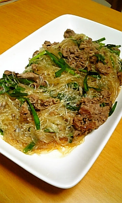 牛肉とニラと春雨☆オイスターソース炒め♪