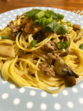 ナスとひき肉の和風パスタ