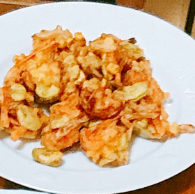 そら豆とコーンとエビのかき揚げ