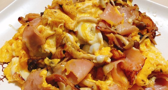 ハムと卵のソフリット添え焼きレシピ