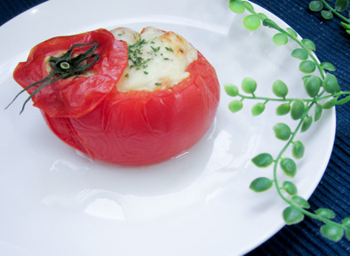 トースターだけ！夏野菜のトマトファルシの写真