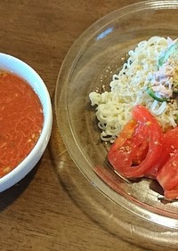 サッポロ一番塩らーめんでトマト冷製つけ麺