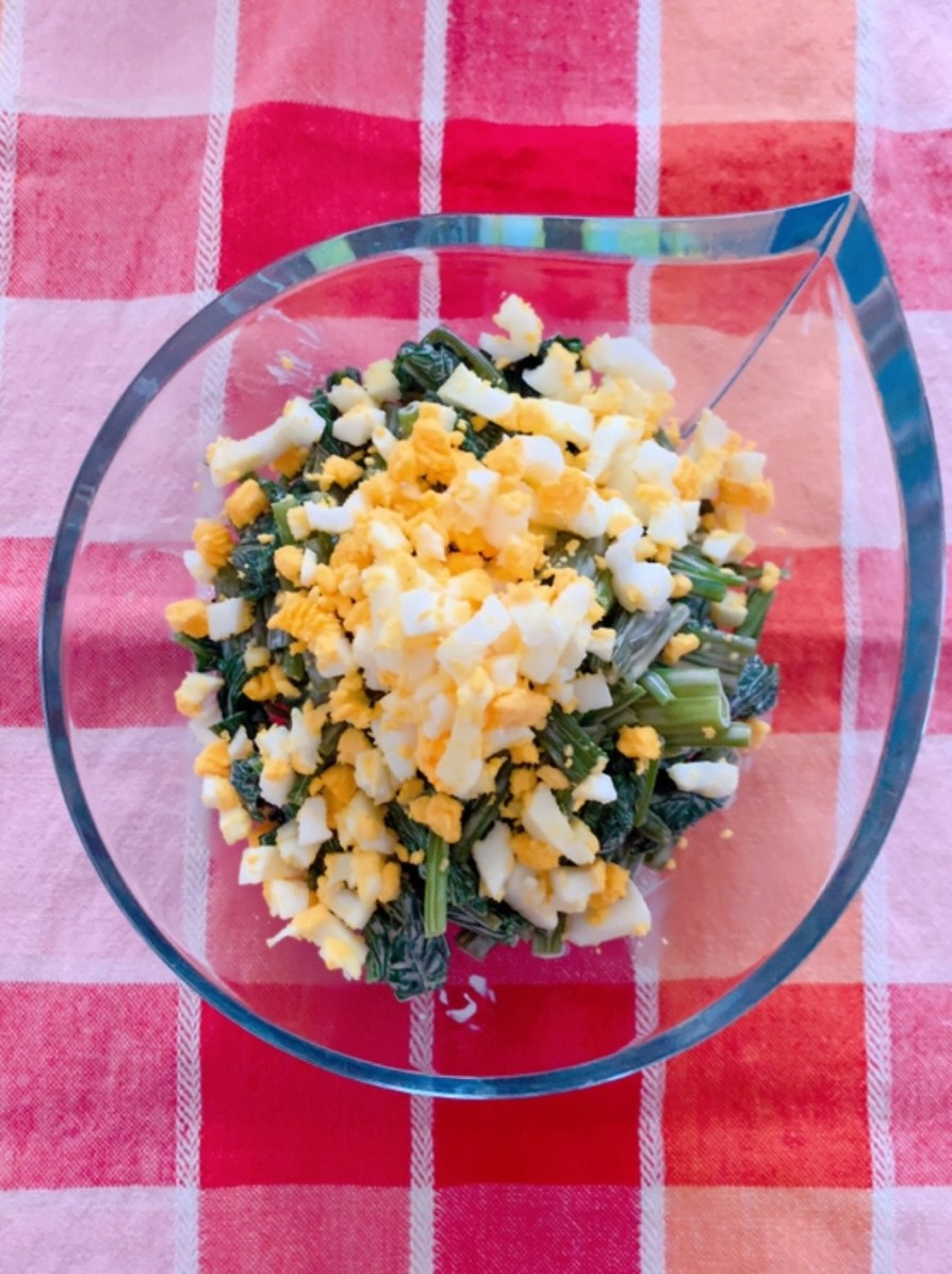空芯菜とゆで卵の和えものの画像