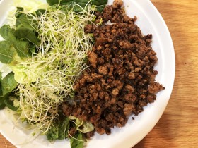 野菜たっぷり美味しい、ひき肉丼
