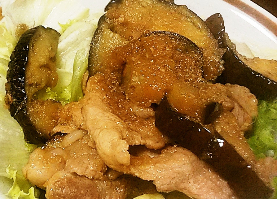 豚肉となすびの生姜焼きの画像