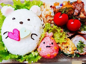 すみっこぐらしキャラ弁しろくま&ふろしき