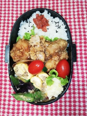 高校男子弁当♡焼肉のたれ唐揚げ7/5