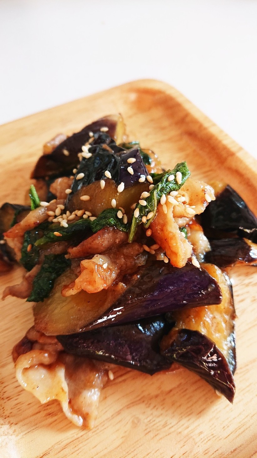 ナスと豚肉の味噌炒め～梅紫蘇風味～の画像