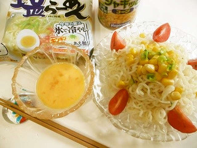 サッポロ一番塩ラーメンで卵の冷製つけ麺 レシピ 作り方 By パンペタ