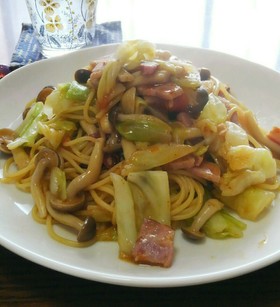 麺つゆ☆ベーコン&キャベツの和風パスタ