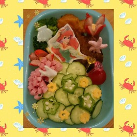 自作ピックで作る☆アリエルのキャラ弁❤