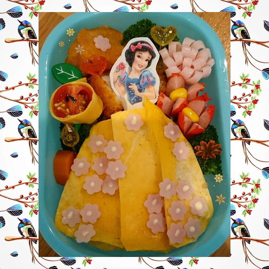 自作ピックで作る白雪姫のキャラ弁❤の画像