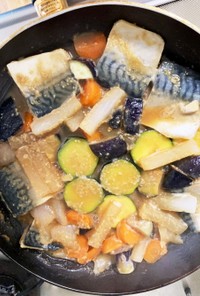 煮崩れしにくい鯖と野菜の味噌煮