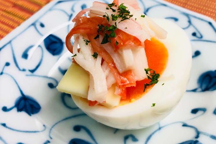 ゆで卵にカニカマとチーズ レシピ 作り方 By 島子 クックパッド 簡単おいしいみんなのレシピが360万品
