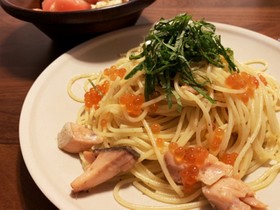 大葉香る鮭とイクラの親子パスタ