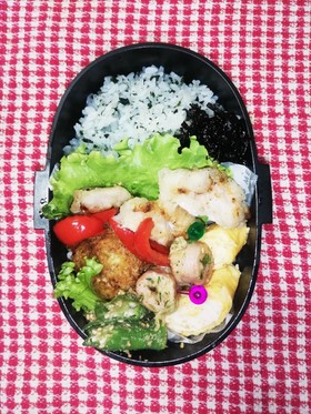 高校男子弁当♡鶏胸塩だれ焼き7/12