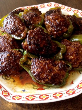 照り焼きピーマンの肉詰め♪