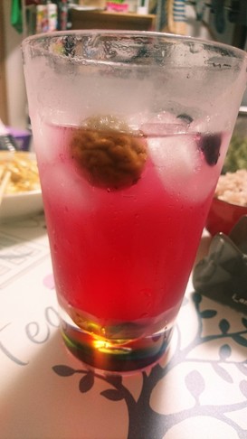 梅シロップ in ブルーベリー