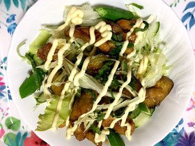 鶏肉とナスの夏野菜サラダ