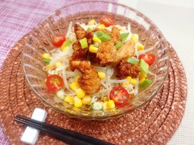 鶏皮からあげの冷やし味噌ラーメン