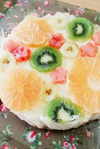 透きとおるフルーツ♪水玉レアチーズケーキ