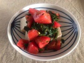 空芯菜とトマトの冷奴