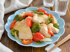 液塩で鶏むね肉とピーマンの甘酢炒め★