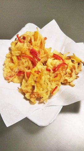 色鮮やか!パプリカと玉葱のかき揚げ