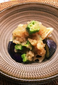 揚げ野菜ときざみオクラのおろし和え