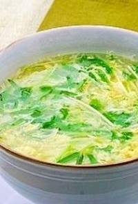 空心菜の新芽のかき玉スープ