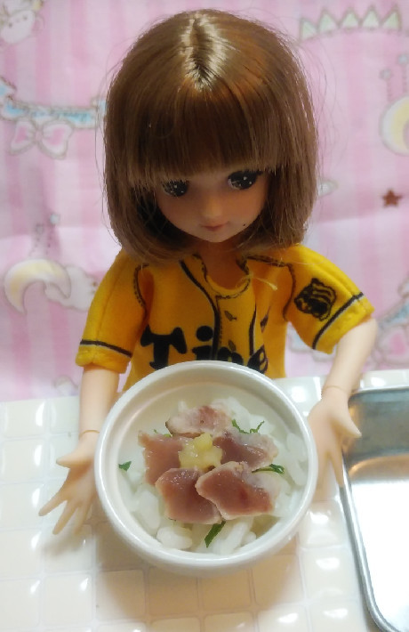 リカちゃんサイズ♡野球シリꕤ鰹のタタキ丼の画像