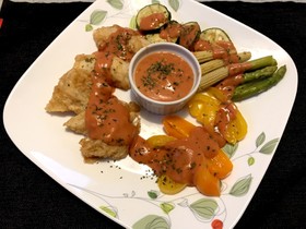 鱈のフリット トマトクリームソース